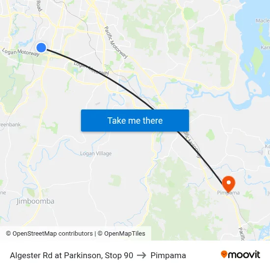 Algester Rd at Parkinson, Stop 90 to Pimpama map