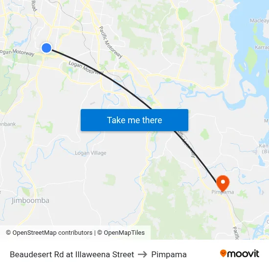 Beaudesert Rd at Illaweena Street to Pimpama map