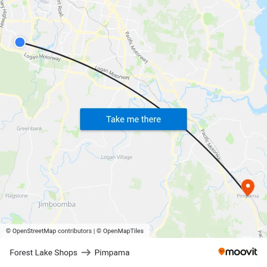 Forest Lake Shops to Pimpama map