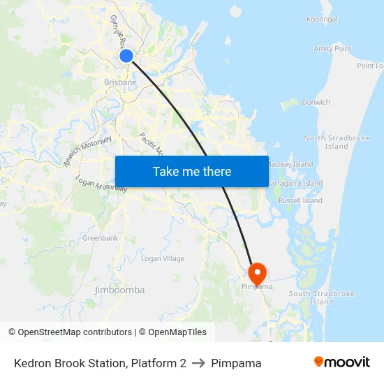 Kedron Brook Station, Platform 2 to Pimpama map
