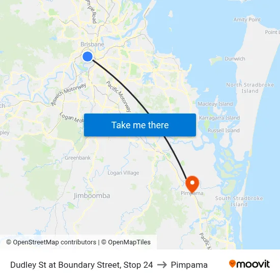 Dudley St at Boundary Street, Stop 24 to Pimpama map