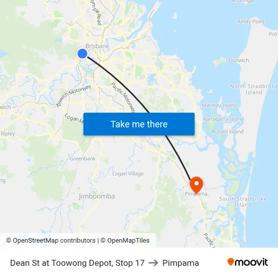 Dean St at Toowong Depot, Stop 17 to Pimpama map