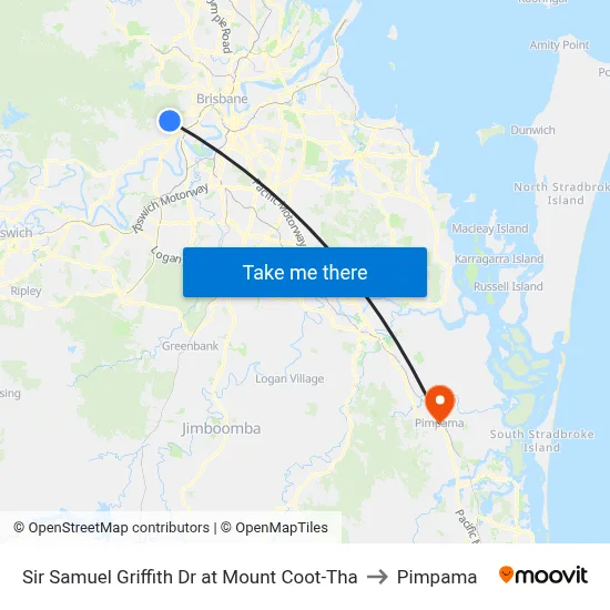Sir Samuel Griffith Dr at Mount Coot-Tha to Pimpama map