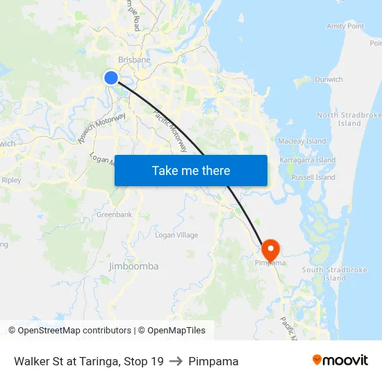 Walker St at Taringa, Stop 19 to Pimpama map