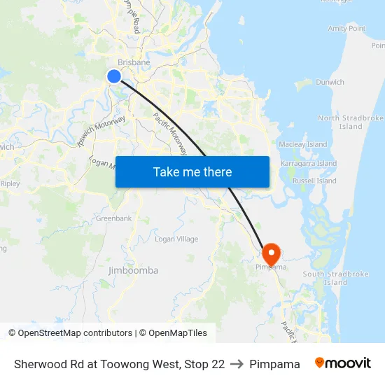 Sherwood Rd at Toowong West, Stop 22 to Pimpama map