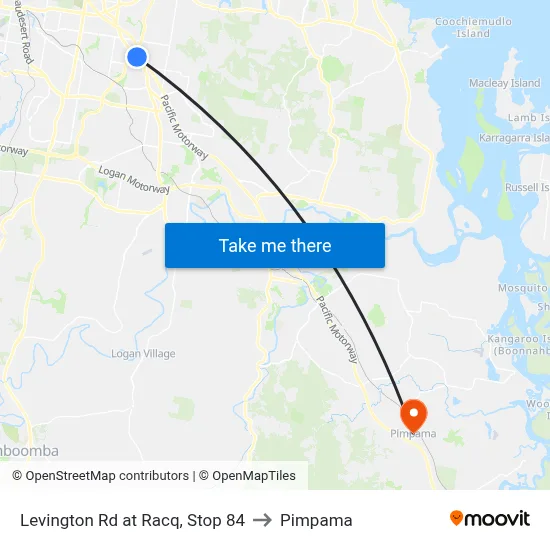 Levington Rd at Racq, Stop 84 to Pimpama map