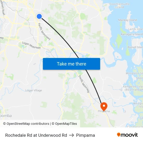 Rochedale Rd at Underwood Rd to Pimpama map