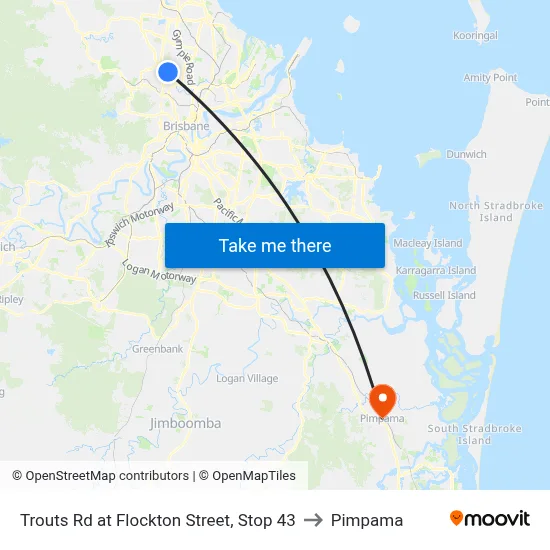 Trouts Rd at Flockton Street, Stop 43 to Pimpama map