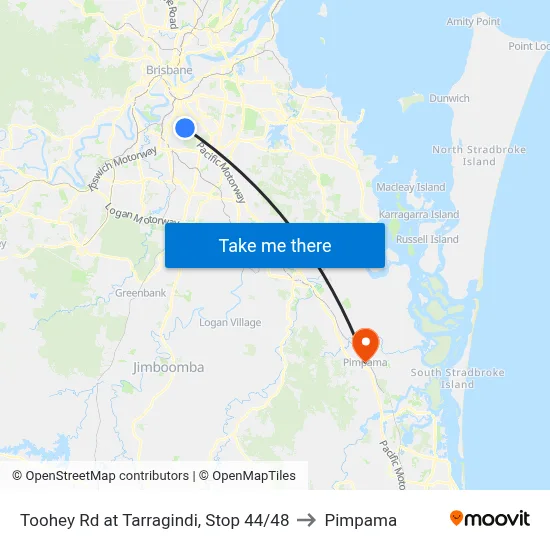 Toohey Rd at Tarragindi, Stop 44/48 to Pimpama map