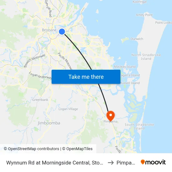 Wynnum Rd at Morningside Central, Stop 30 to Pimpama map
