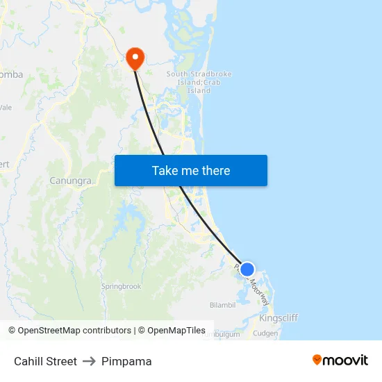Cahill Street to Pimpama map