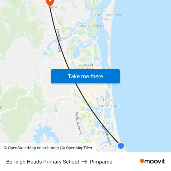 Burleigh Heads Primary School to Pimpama map