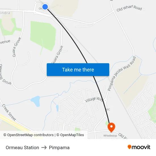 Ormeau Station to Pimpama map