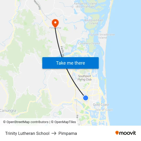Trinity Lutheran School to Pimpama map