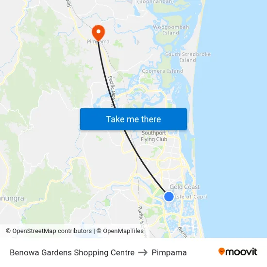 Benowa Gardens Shopping Centre to Pimpama map