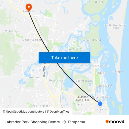 Labrador Park Shopping Centre to Pimpama map