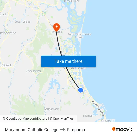 Marymount Catholic College to Pimpama map