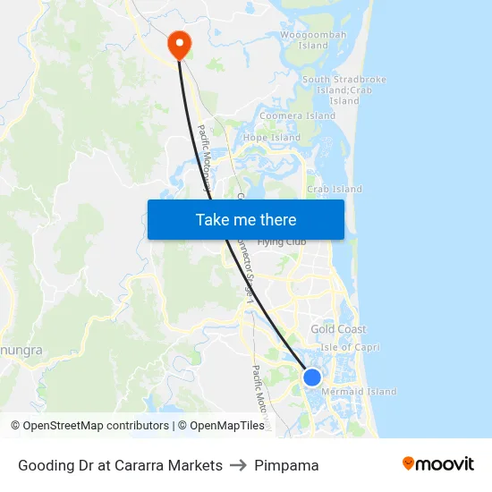 Gooding Dr at Cararra Markets to Pimpama map