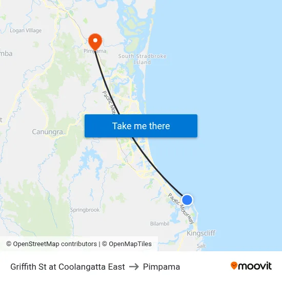 Griffith St at Coolangatta East to Pimpama map
