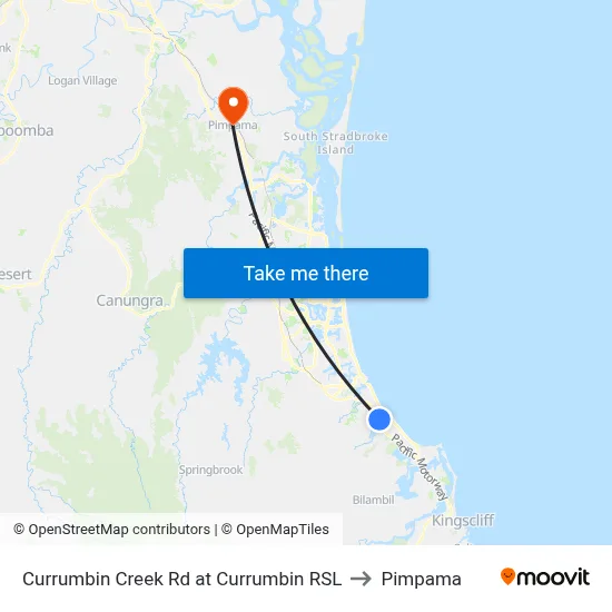 Currumbin Creek Rd at Currumbin RSL to Pimpama map