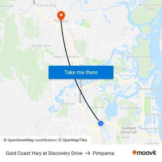 Gold Coast Hwy at Discovery Drive to Pimpama map