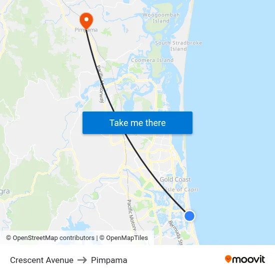 Crescent Avenue to Pimpama map