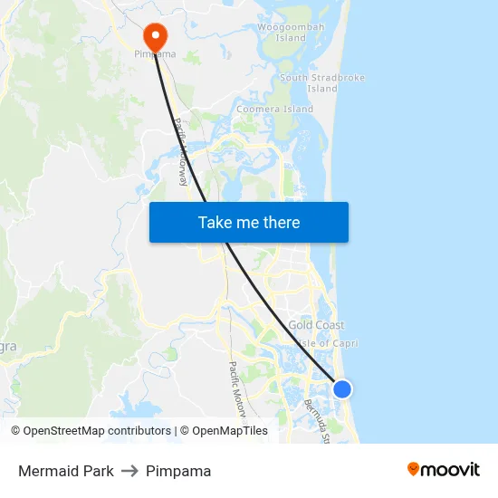 Mermaid Park to Pimpama map