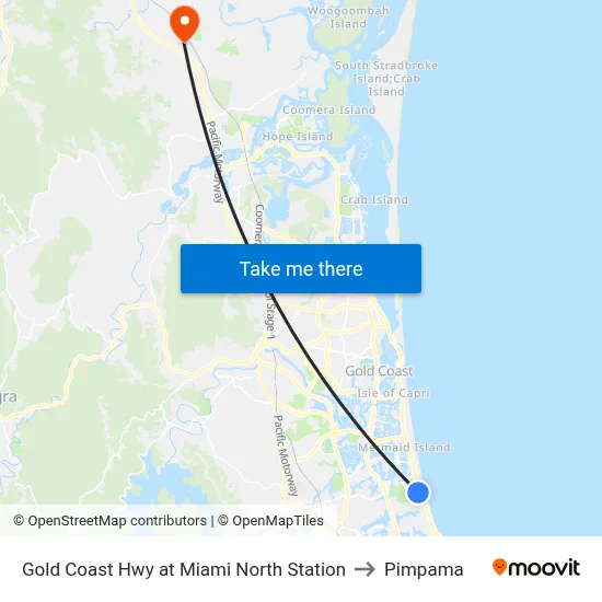 Gold Coast Hwy at Miami North Station to Pimpama map