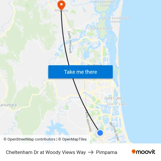 Cheltenham Dr at Woody Views Way to Pimpama map