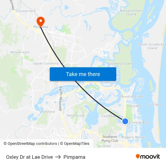 Oxley Dr at Lae Drive to Pimpama map