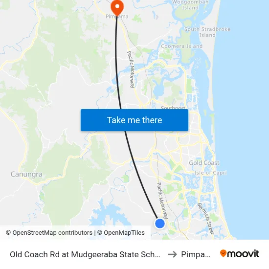 Old Coach Rd at Mudgeeraba State School to Pimpama map