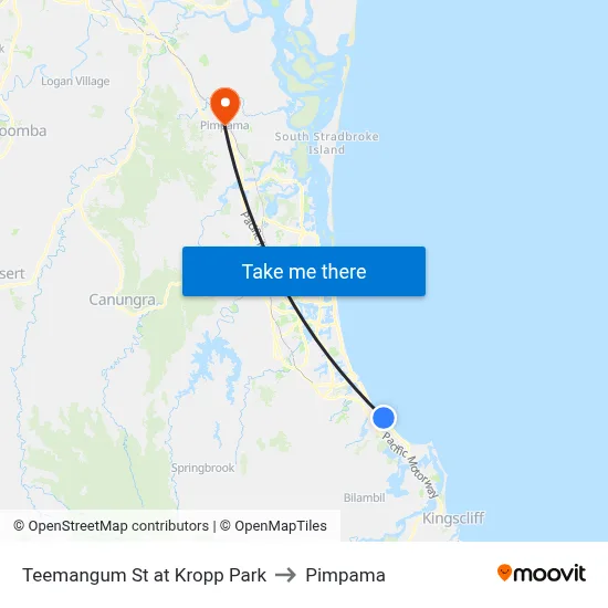 Teemangum St at Kropp Park to Pimpama map