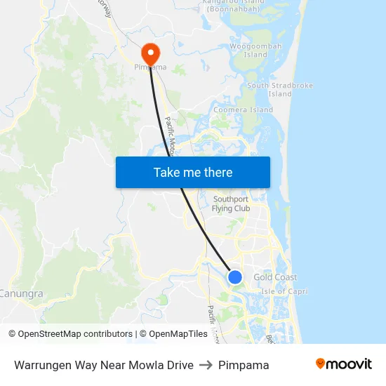Warrungen Way Near Mowla Drive to Pimpama map