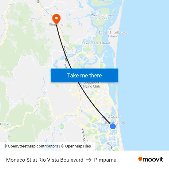 Monaco St at Rio Vista Boulevard to Pimpama map