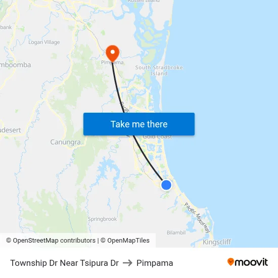 Township Dr Near Tsipura Dr to Pimpama map