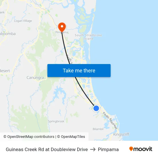 Guineas Creek Rd at Doubleview Drive to Pimpama map