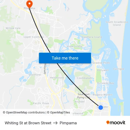 Whiting St at Brown Street to Pimpama map