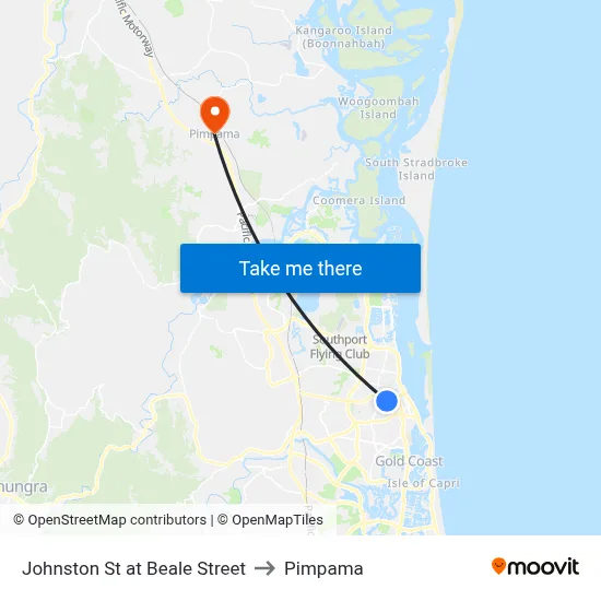Johnston St at Beale Street to Pimpama map