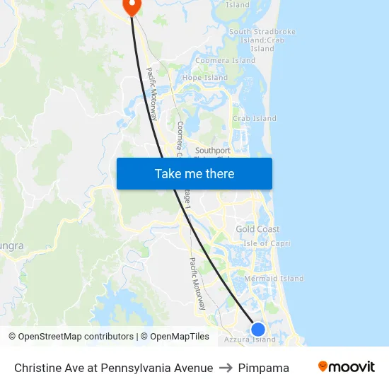 Christine Ave at Pennsylvania Avenue to Pimpama map