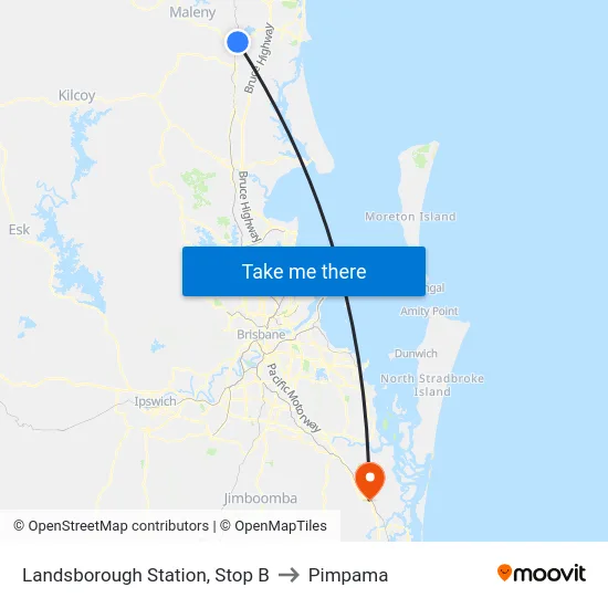 Landsborough Station, Stop B to Pimpama map