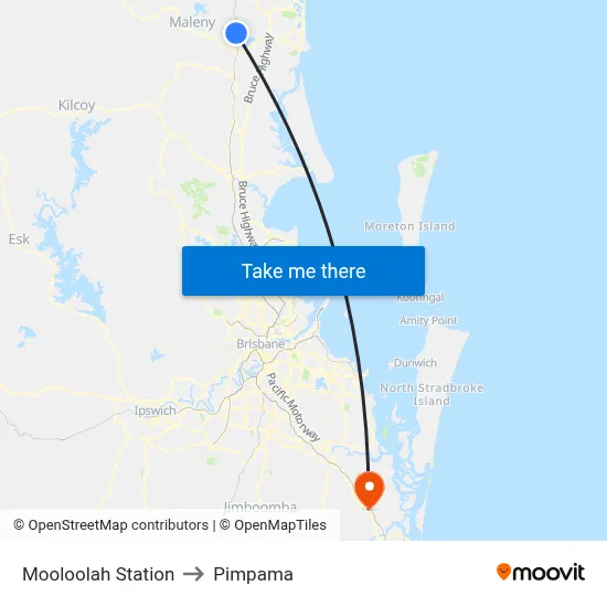 Mooloolah Station to Pimpama map