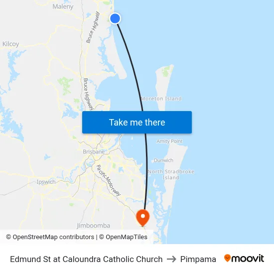 Edmund St at Caloundra Catholic Church to Pimpama map