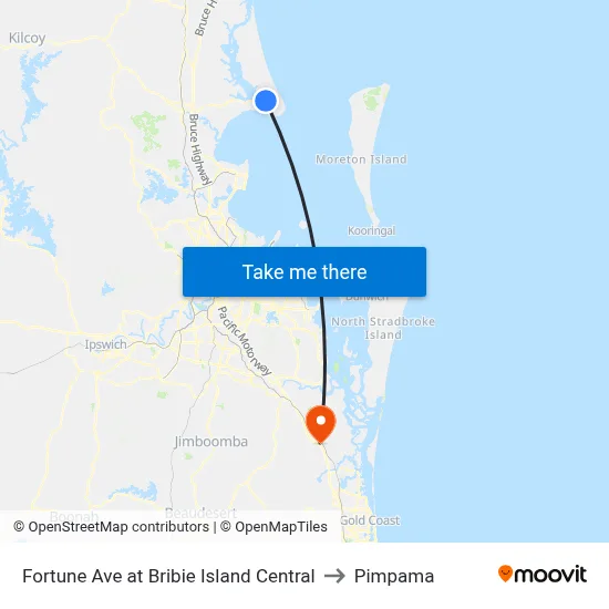 Fortune Ave at Bribie Island Central to Pimpama map