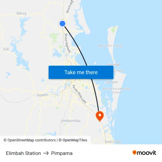 Elimbah Station to Pimpama map