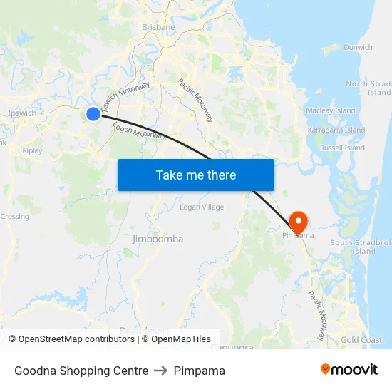 Goodna Shopping Centre to Pimpama map