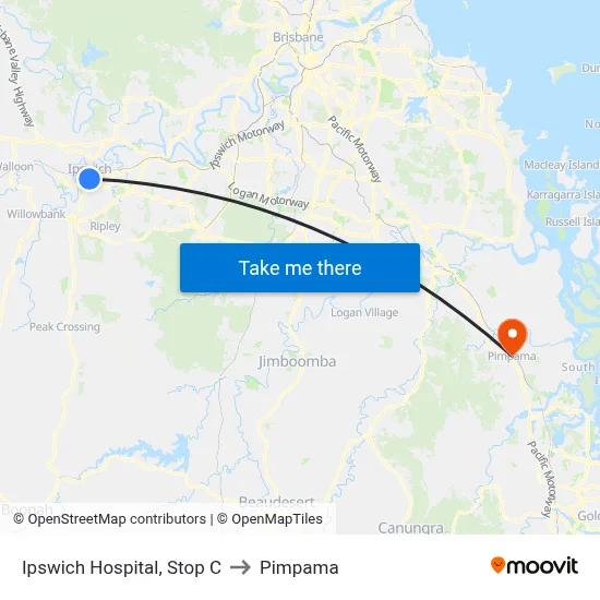 Ipswich Hospital, Stop C to Pimpama map