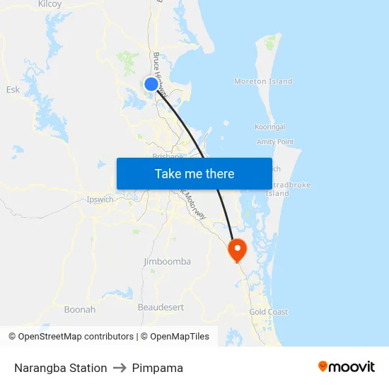 Narangba Station to Pimpama map