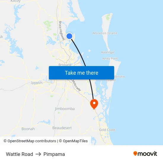 Wattle Road to Pimpama map