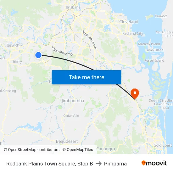 Redbank Plains Town Square, Stop B to Pimpama map