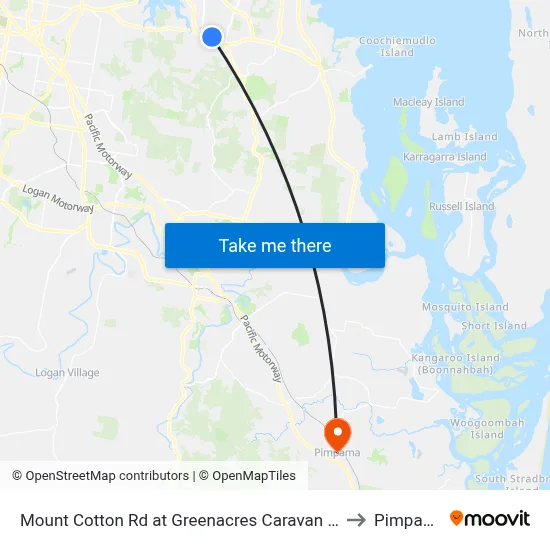Mount Cotton Rd at Greenacres Caravan Park to Pimpama map